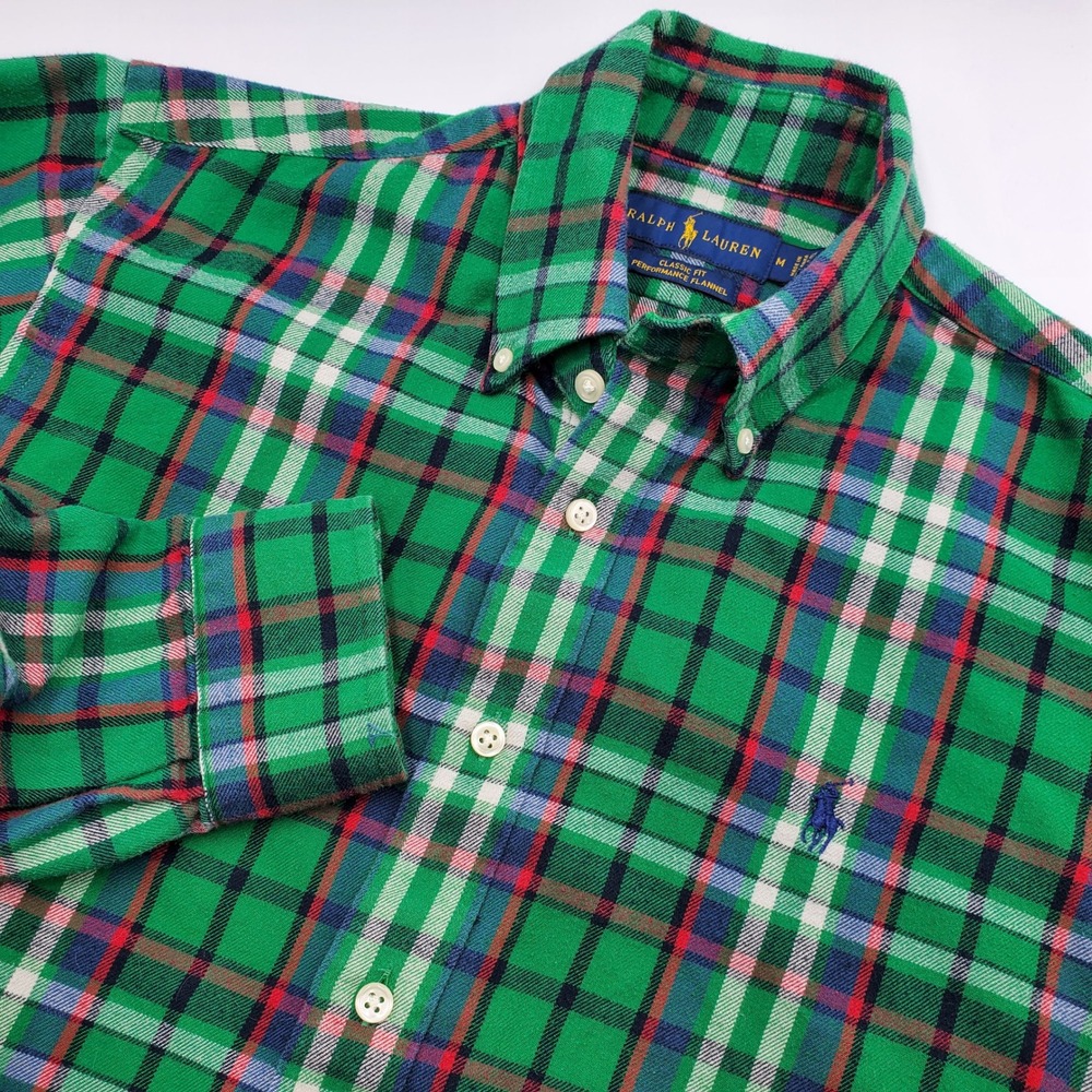 Ralph Lauren Men Classic Fit Performance Flannel Plaid Long Sleeve  Shirt M
